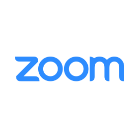 A blue zoom logo on a white background.
