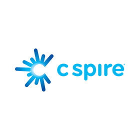 A logo for c spire with a blue star in the middle