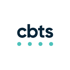 A logo for cbts with three dots on a white background
