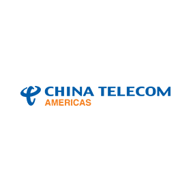 A blue and orange logo for china telecom americas