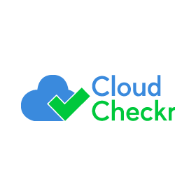 The logo for cloud checkr has a blue cloud and a green check mark.