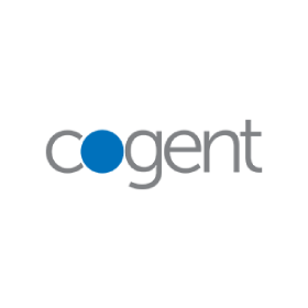 A logo for a company called cogent with a blue circle in the middle