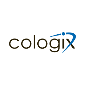 A black and blue logo for a company called cologix