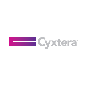 A purple and white logo for a company called cyxtera