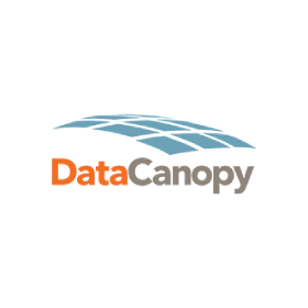 A blue and orange logo for data canopy