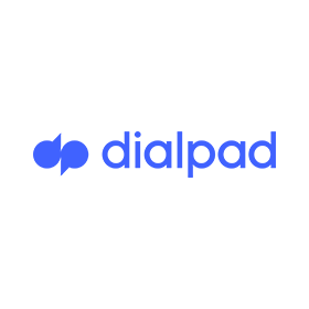 The dialpad logo is blue and white on a white background.
