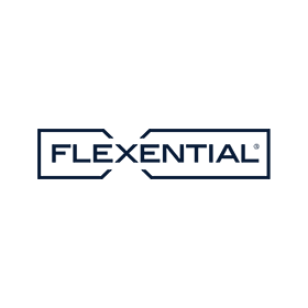 The flexential logo is on a white background.