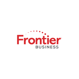 The frontier business logo is red and white on a white background.
