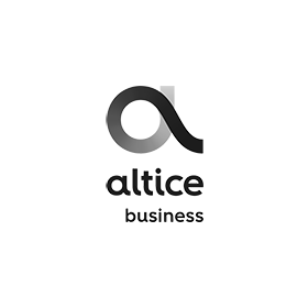 A black and white logo for altice business.