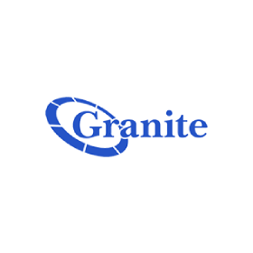 A blue granite logo on a white background