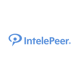 The intelepeer logo is blue and white on a white background.