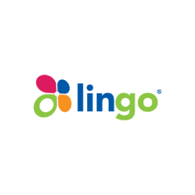 A colorful logo for a company called lingo