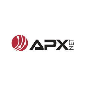 The apx net logo is red and black on a white background.