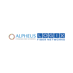 The logo for alpheus logix fiber networks is on a white background.