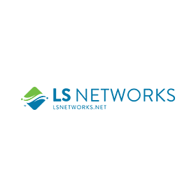 A blue and green logo for ls networks