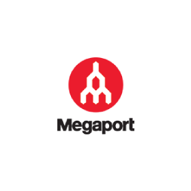 A logo for megaport is shown on a white background