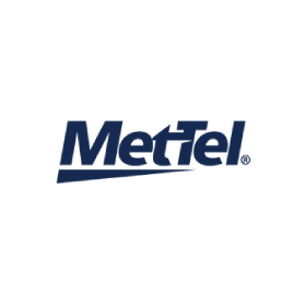 A blue mettel logo on a white background.