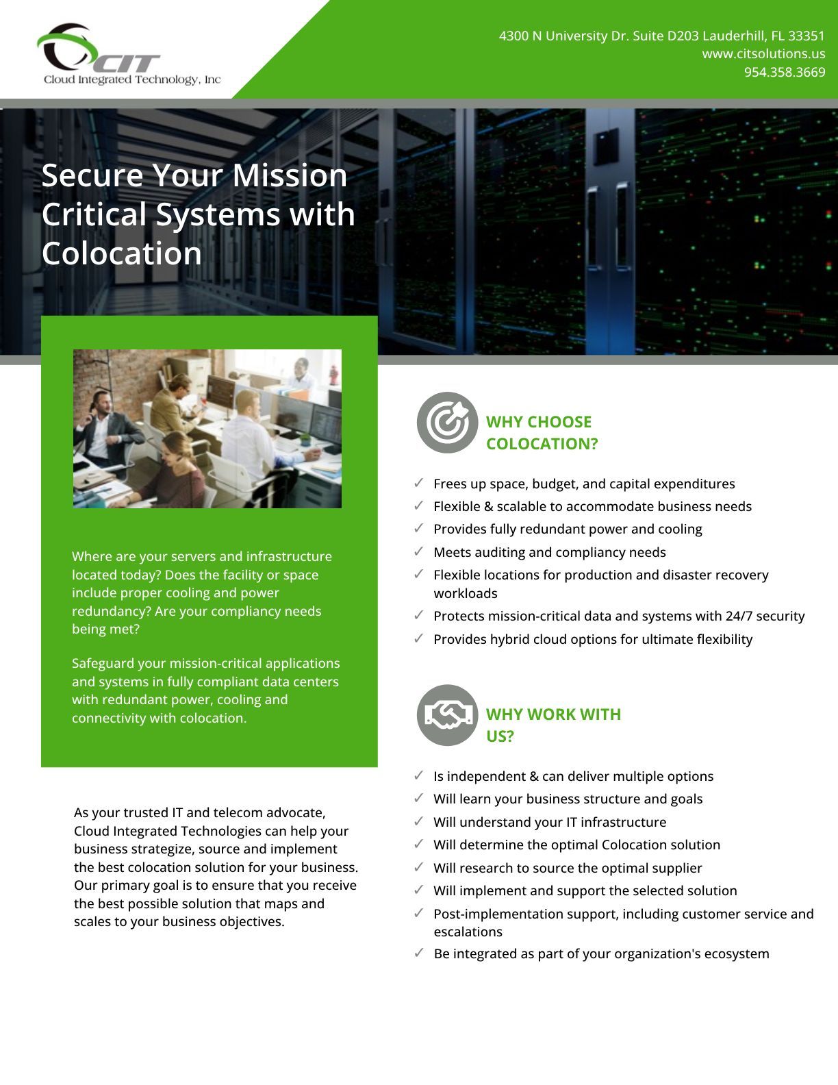 It is a brochure about secure your mission critical systems with colocation.
