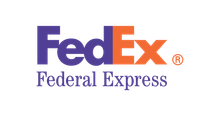 The fedex federal express logo is purple and orange on a white background.