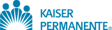 The kaiser permanente logo is blue and white