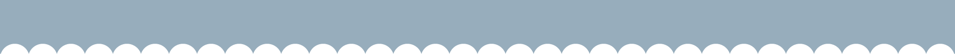 A blue gradient background with a row of small, white, semi-circular scalloped shapes along the bottom edge.