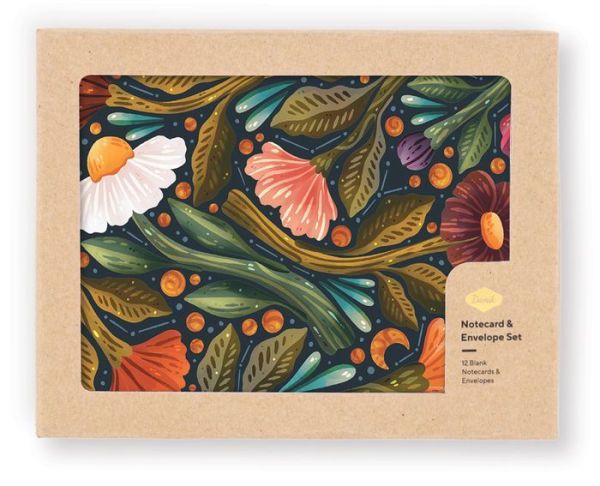 A notecard and envelope set with a floral design