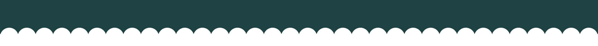 A decorative border consisting of a solid dark teal horizontal band with a scalloped, white lower edge.