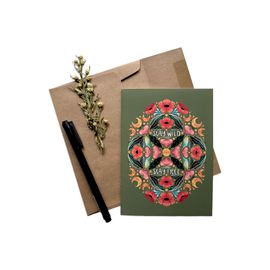A greeting card with floral design and