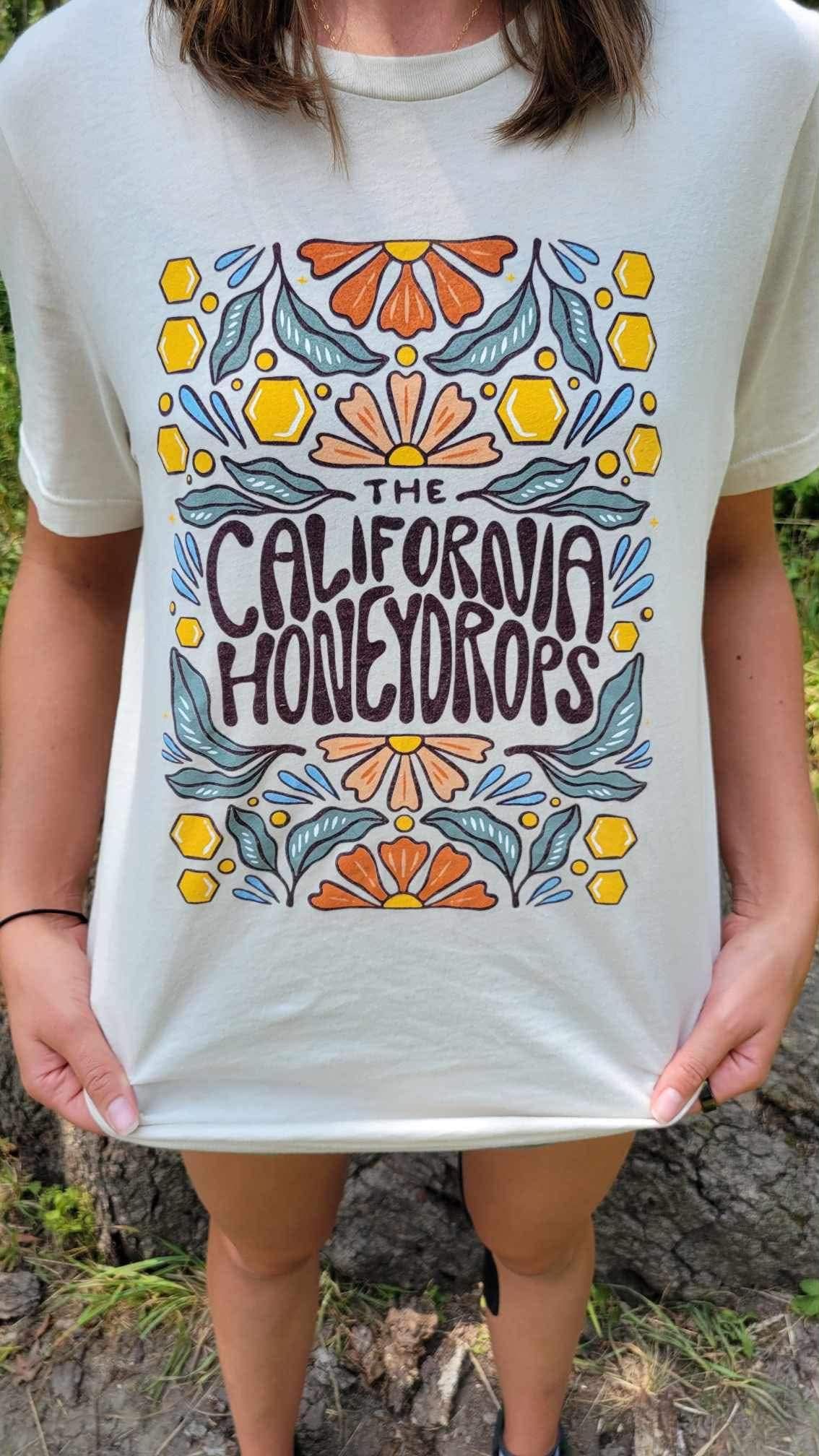 T shirt apparel design for the band California Honeydrops
