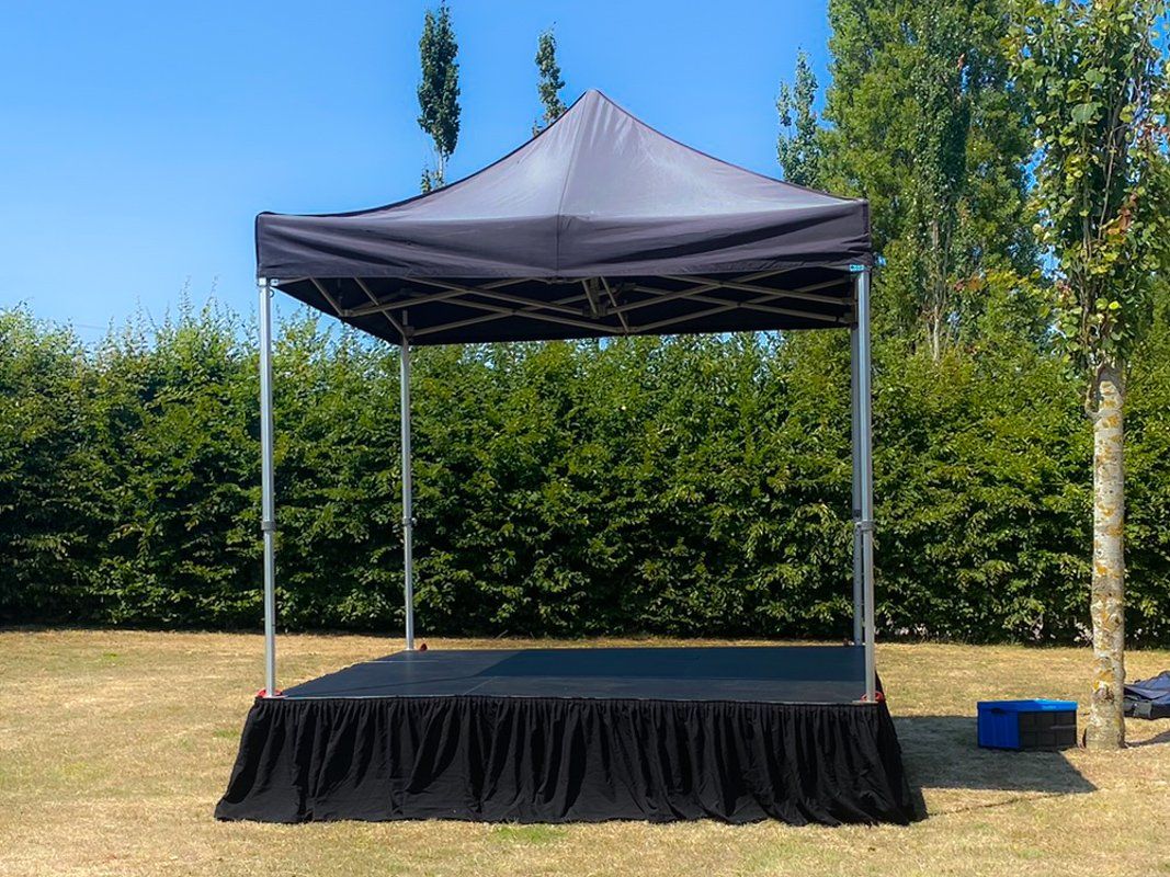3 x 3 modular stage with gazebo canopy