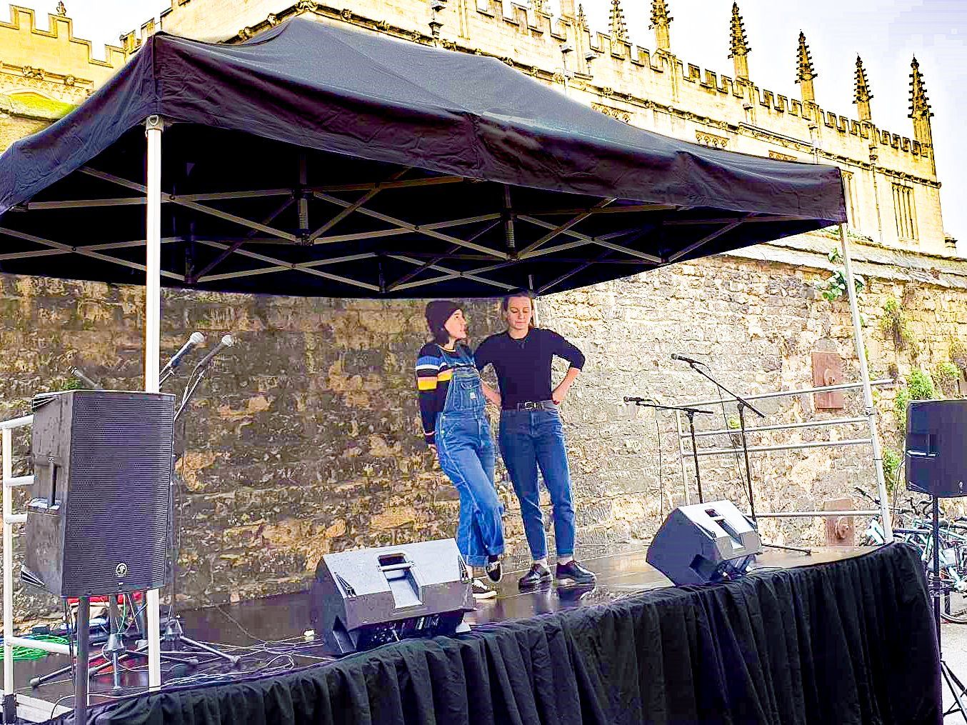 3 x 6 modular stage with gazebo canopy with performers