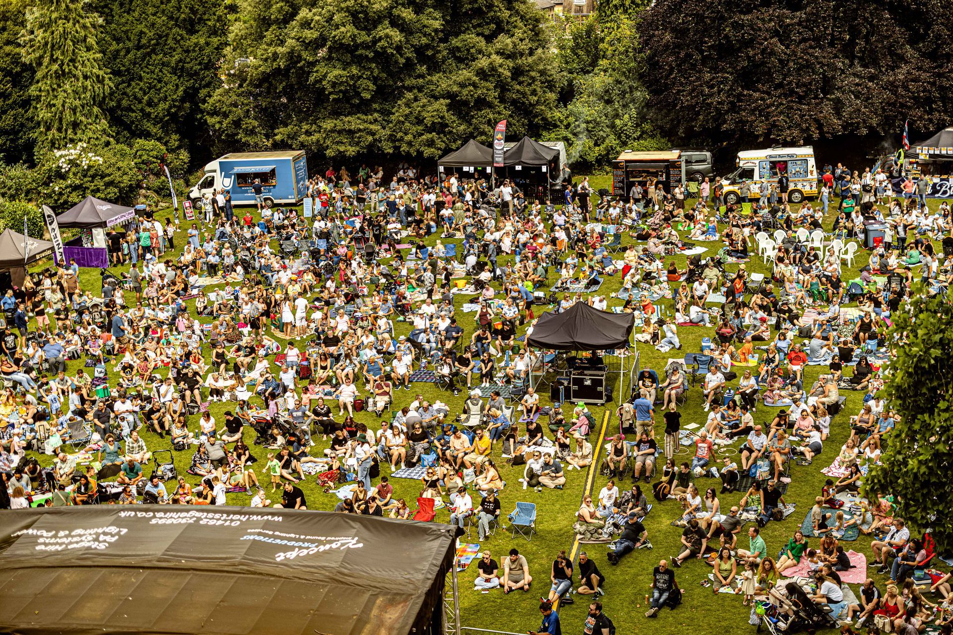 An ariel shot of a crowd at a festival