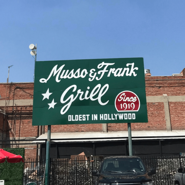 Green sign for Musso & Frank Grill, 
