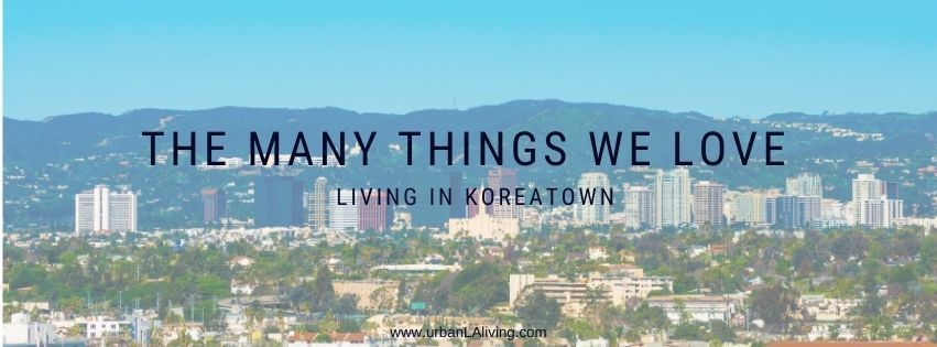 Cityscape of Koreatown with the text 