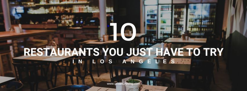 Restaurant interior with text overlay: