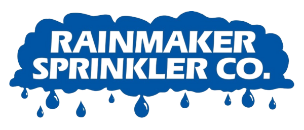Rainmaker Sprinkler Ponca City, OK The logo for rainmaker sprinkler co. is a blue cloud with rain drops coming out of it.