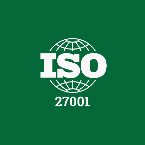 The iso 27001 logo is on a green background.
