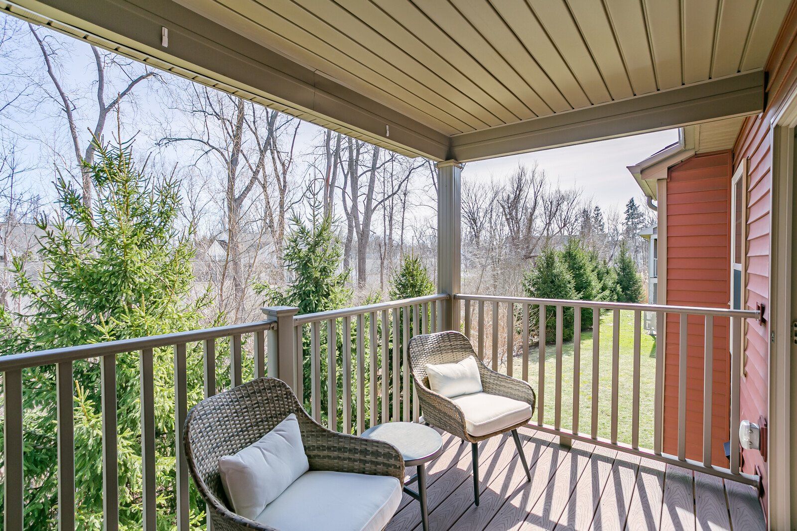 Balcony with wooded view