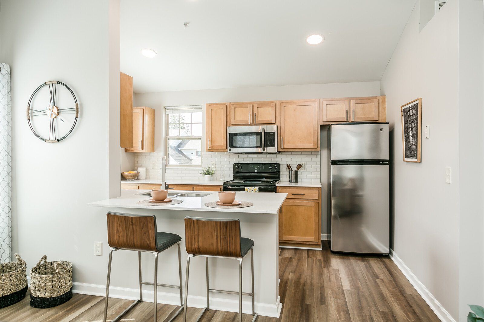 Kitchen with stainless steel appliances