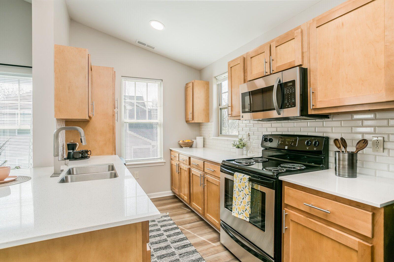 Kitchen with stainless steel appliances