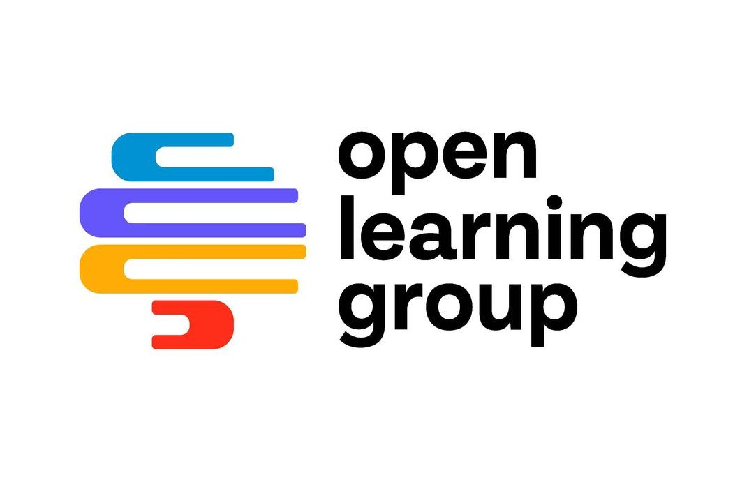 The logo for the open learning group is a colorful swirl.