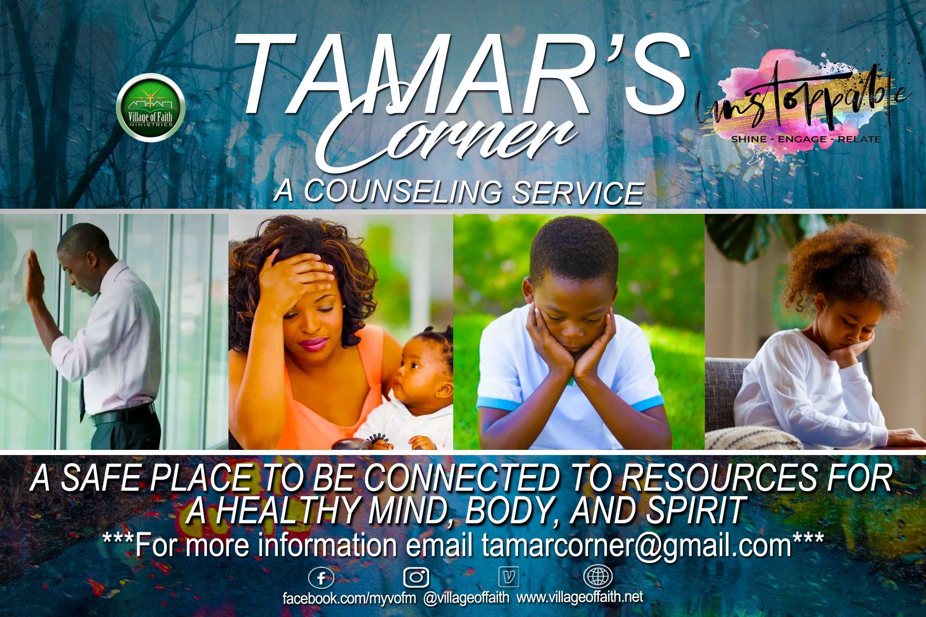 A poster for a counseling service called Tamar 's corner