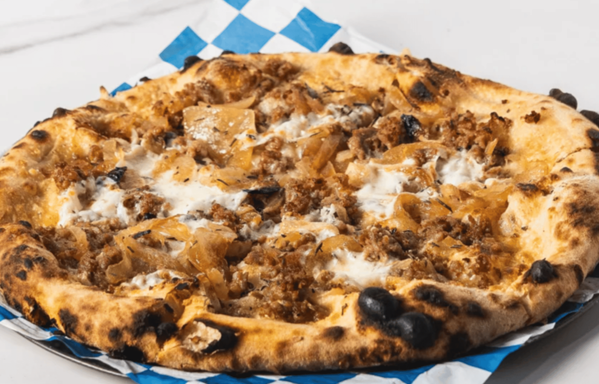 White Sausage Wood-fired pizza at Trevor’s Liquor Arcadia, E. Mayo, Paradise Valley