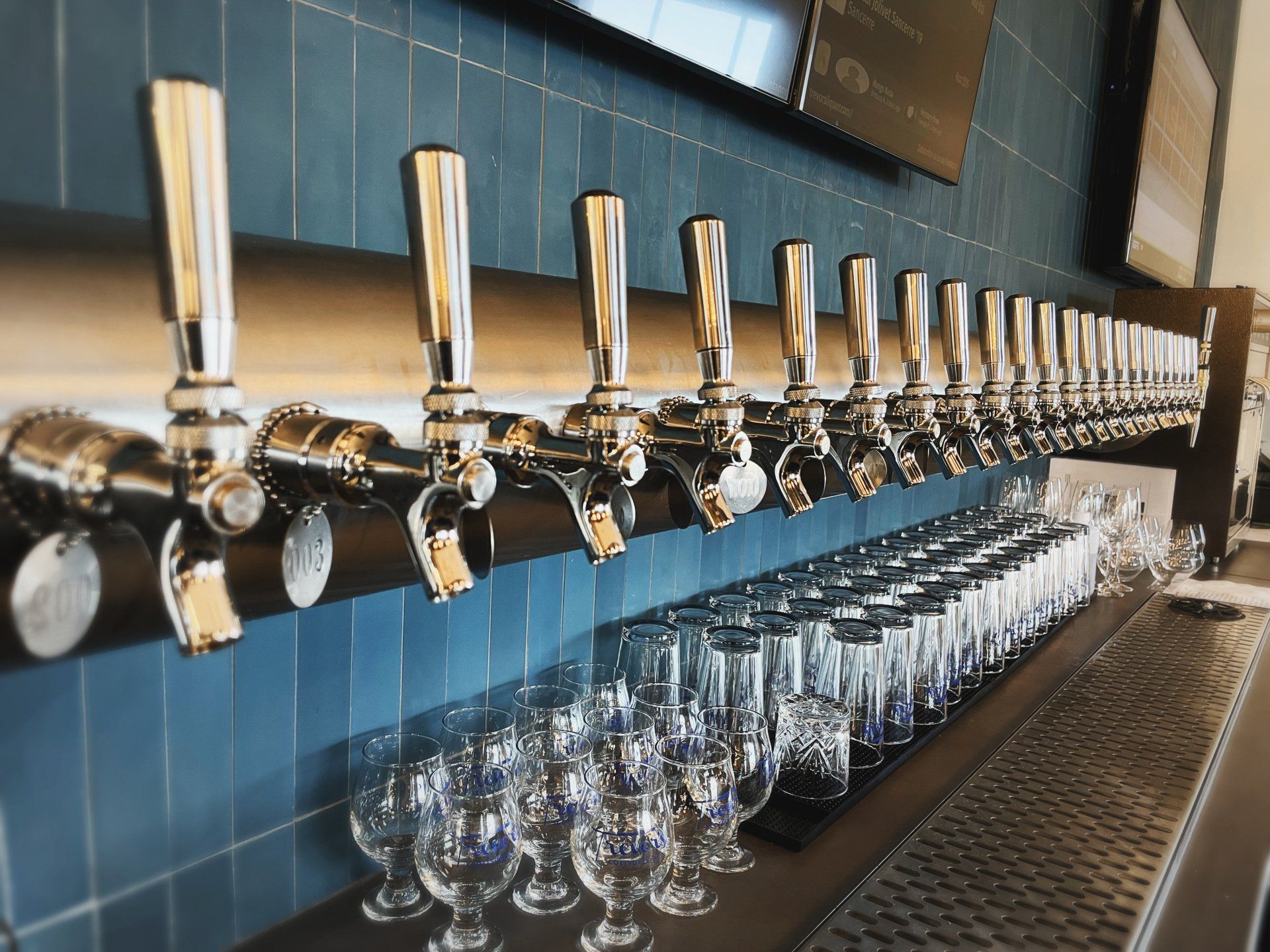 Trevor's liquor store draft beer and wine by the glass bar.