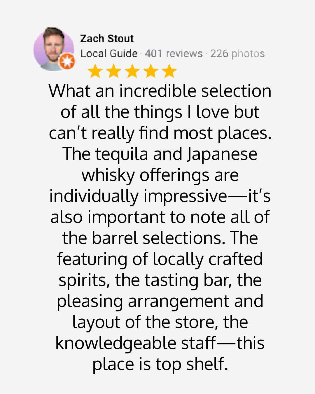 Trevor's liquor store Google review
