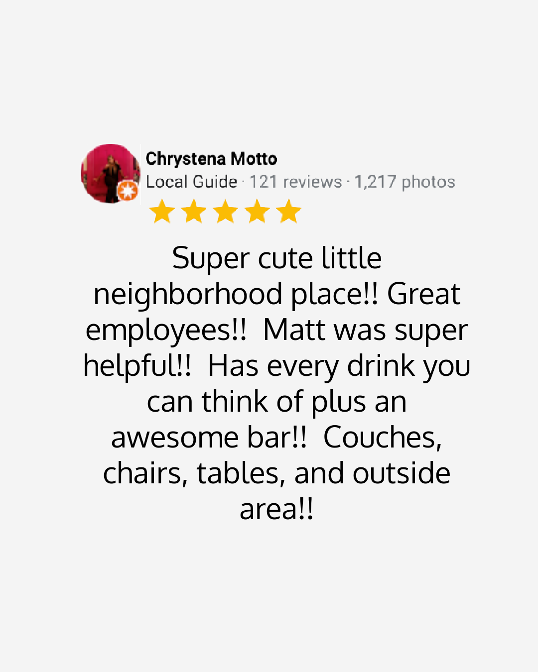 Trevor's liquor store Google testimonial