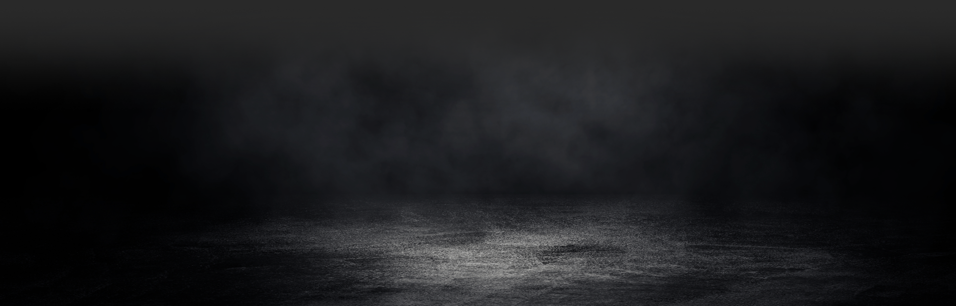 Dark, moody scene; textured, wet-looking ground, misty atmosphere.