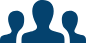 Three silhouettes of people are standing next to each other on a white background.