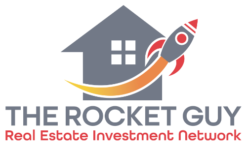 The Rocket Guy Real Estate Investment Network logo with a house and rocket.