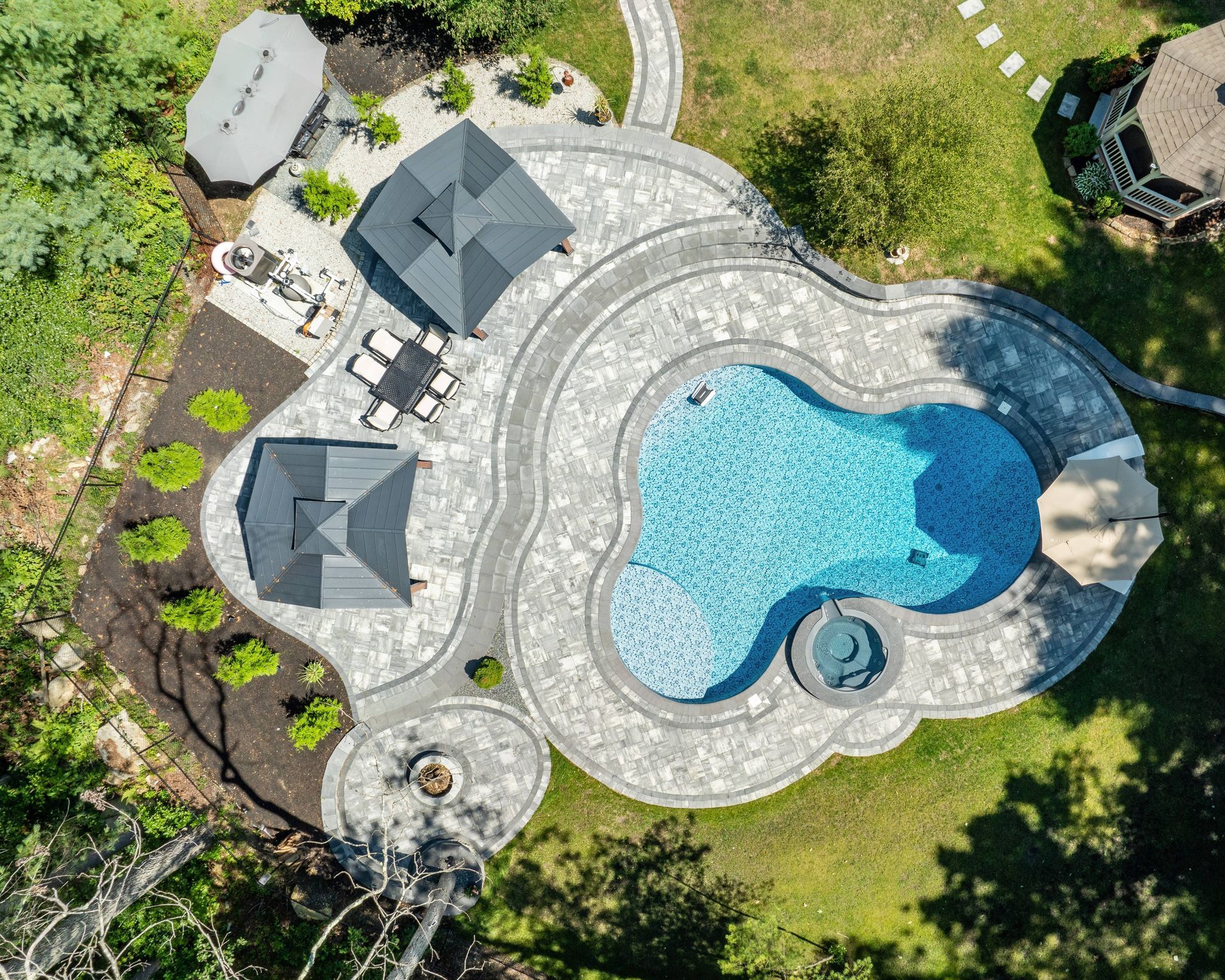 Twilight drone photography of a residential property